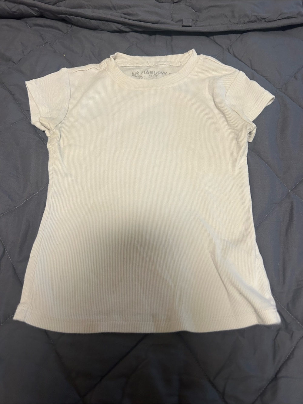 Harlow Cream Ribbed Short Sleeve Tee